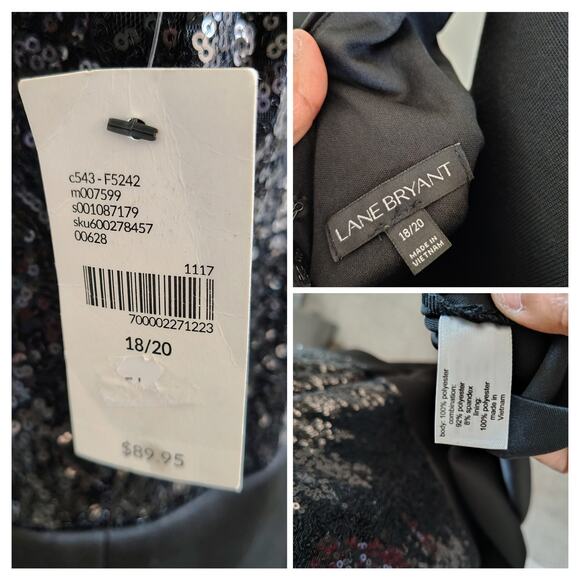 Lane Bryant Plus Size 18/20 Black Sequin Sparkle Formal Fit & Flare Dress NEW - Picture 5 of 10